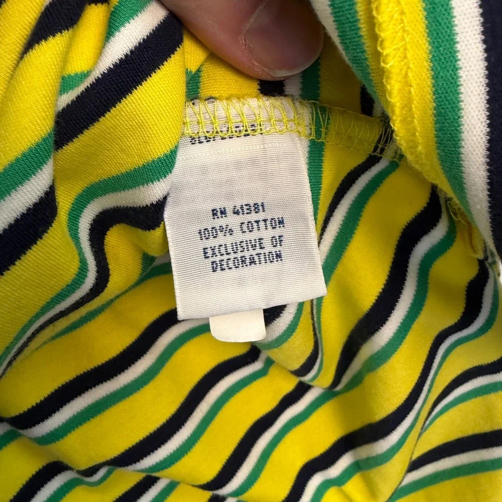 Polo Ralph Lauren Mens XL Pima Soft Touch Striped Polo Shirt‎ Yellow Green Navy